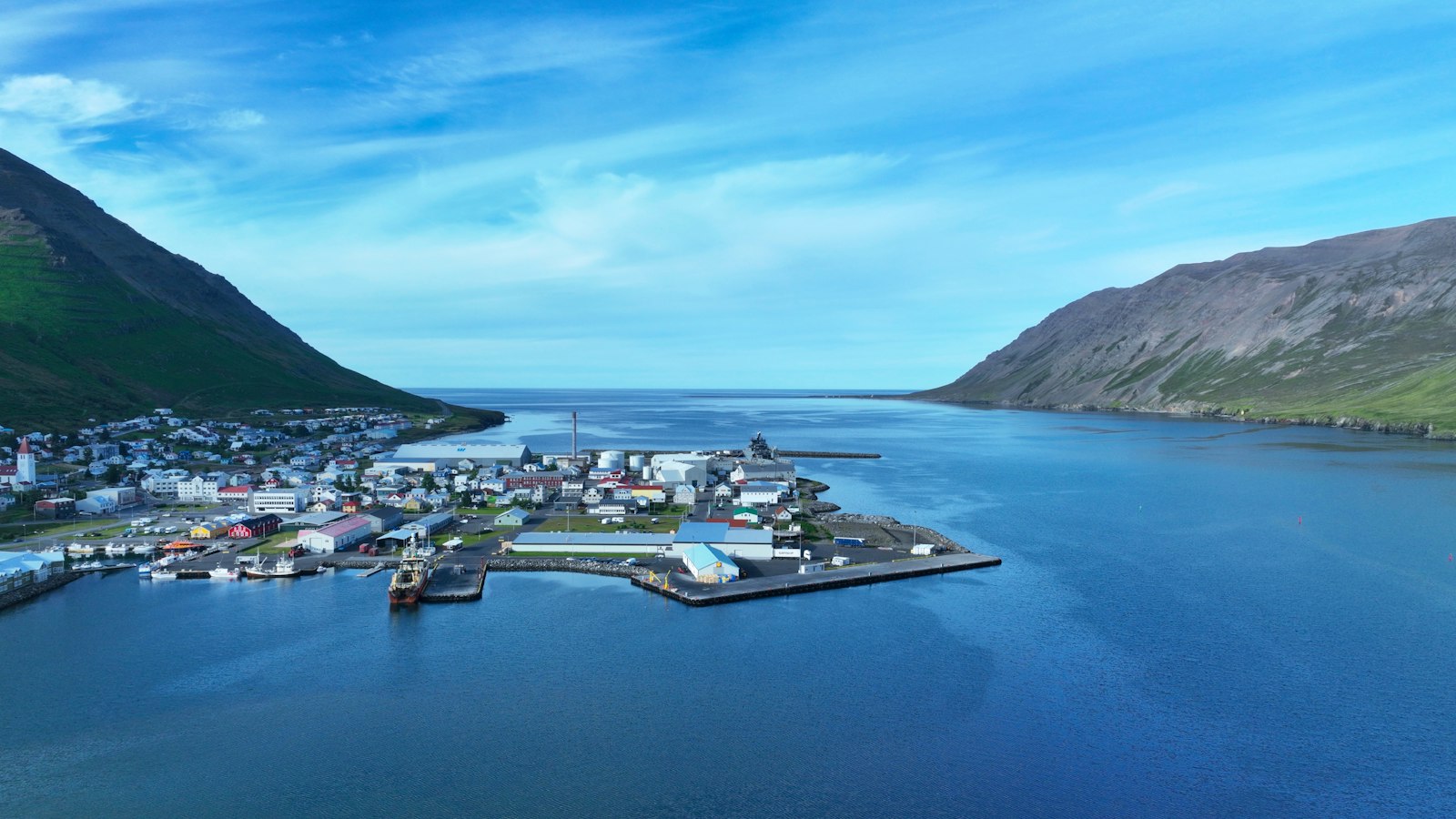Siglufjörður and its fjord from above