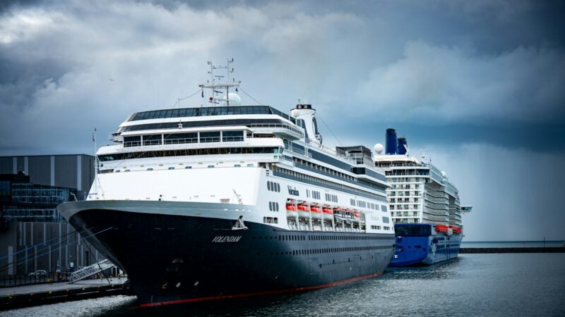 A cruise ship moored in Reykjavík harbour