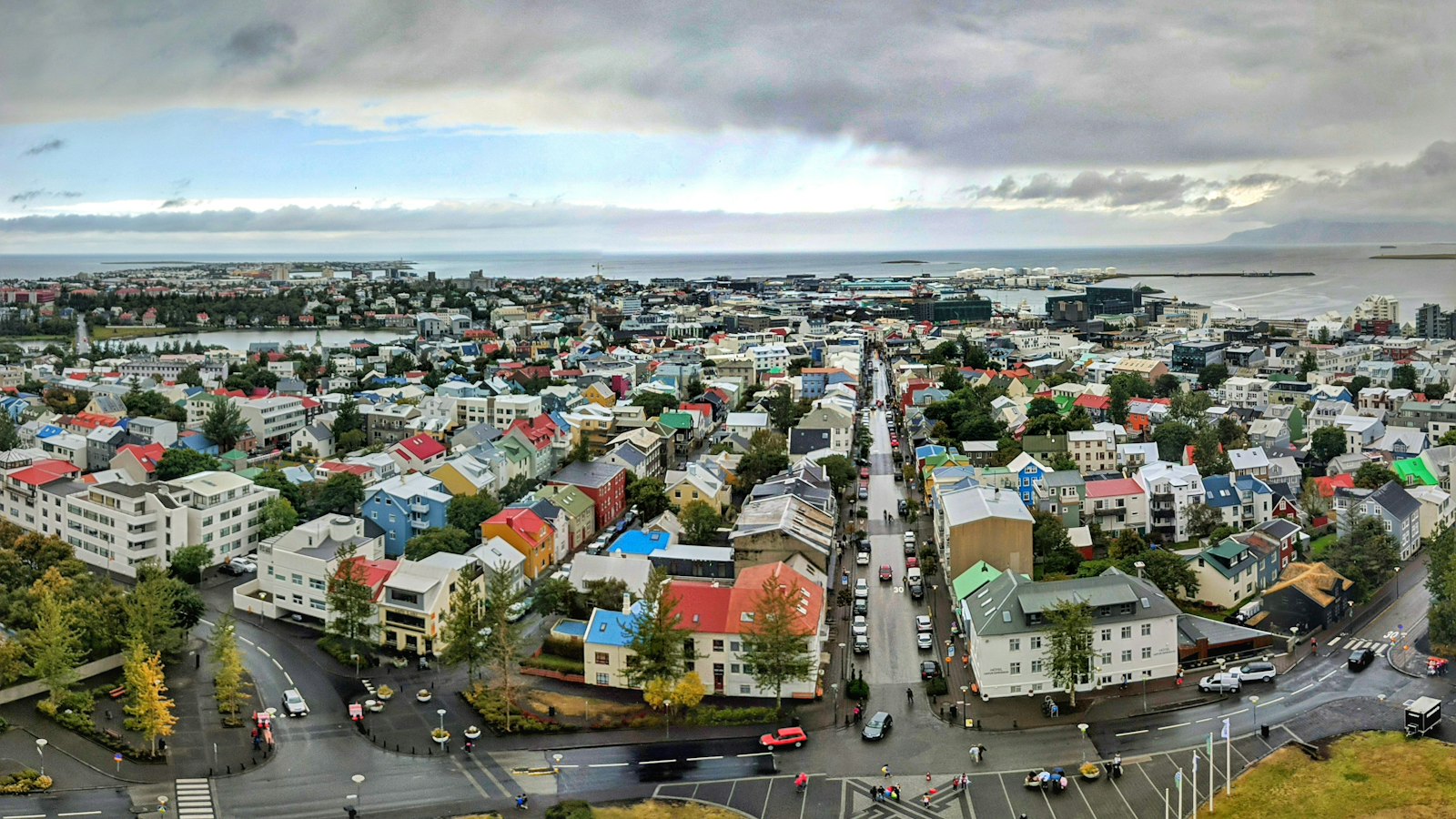 Panoramic view of city rooftops and harbour