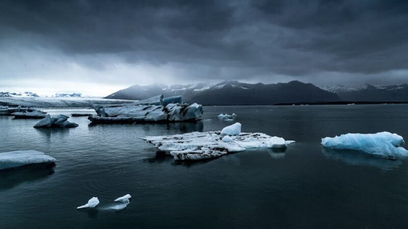 Glacier lagoon with floating ice