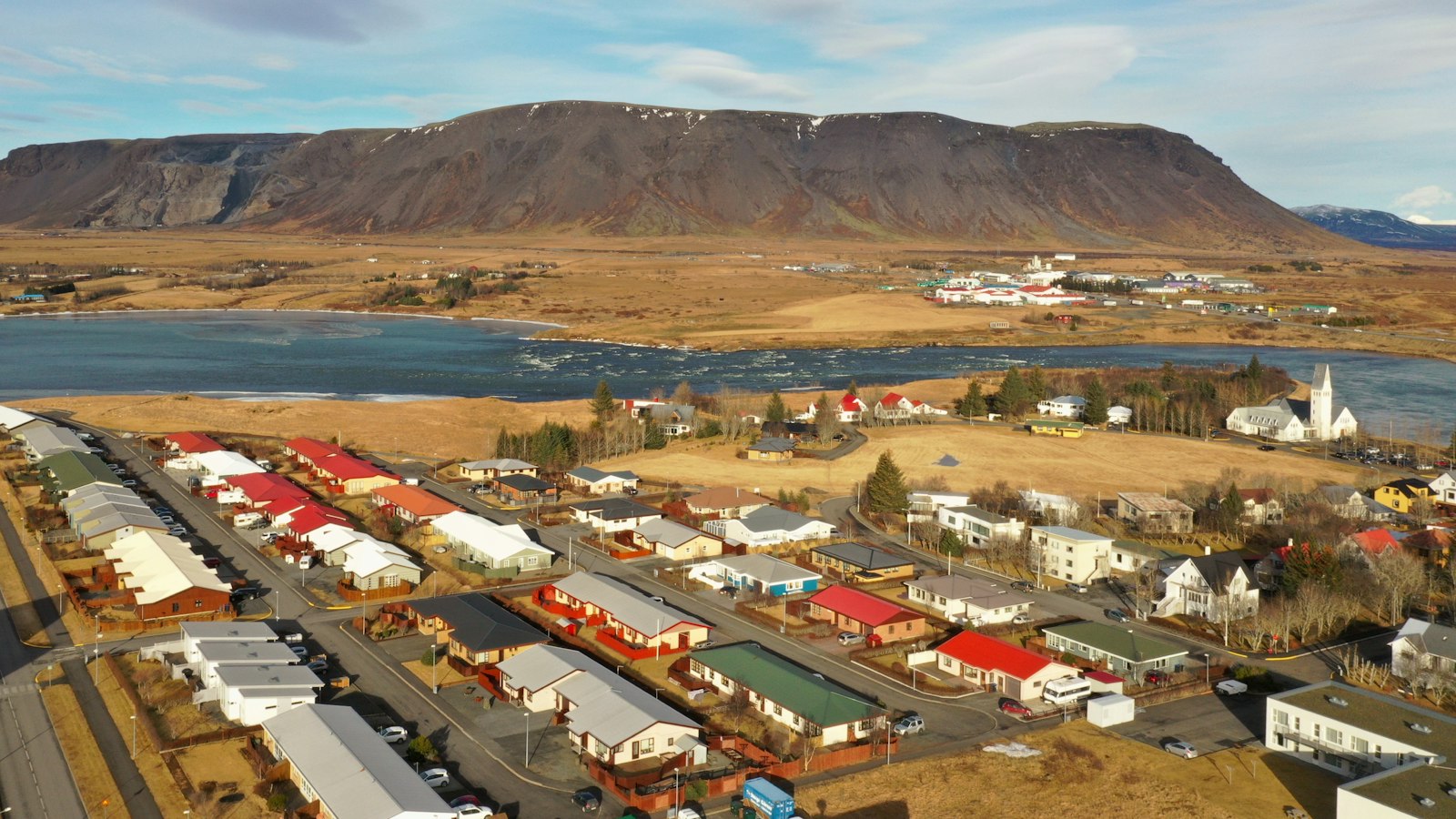 Selfoss town from above