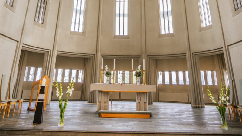 Inside Hallgrímskirkja church in Reykjavík