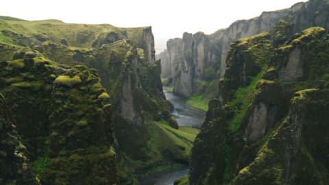 River through a mossy canyon