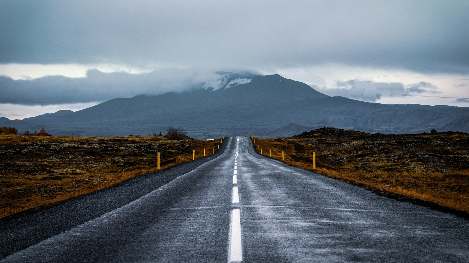 Road towards a mountain