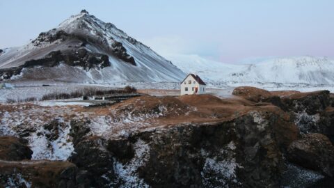 House with a mountain in the distance