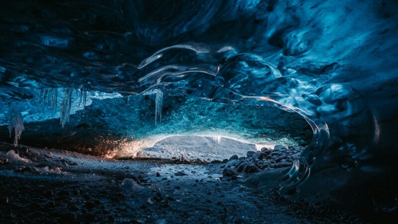 Inside a blue ice cave under Vatnajökull
