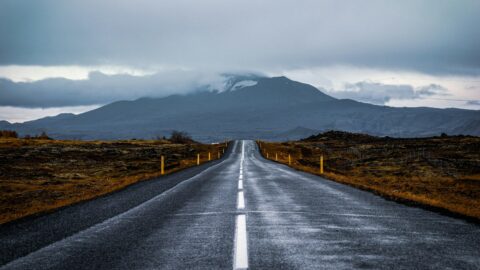 Road towards a mountain