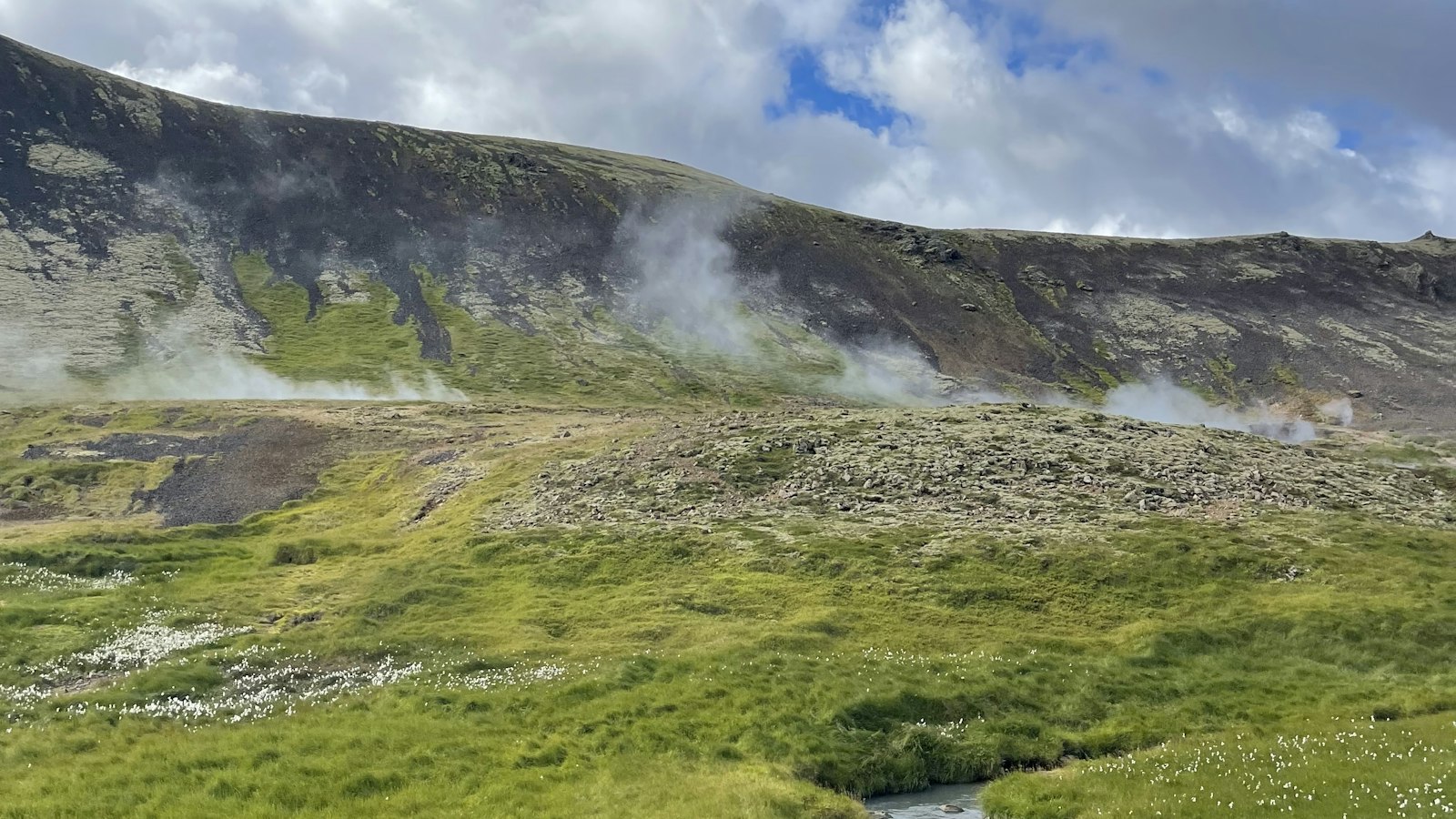 The steaming Reykjadalur valley above Hveragerði
