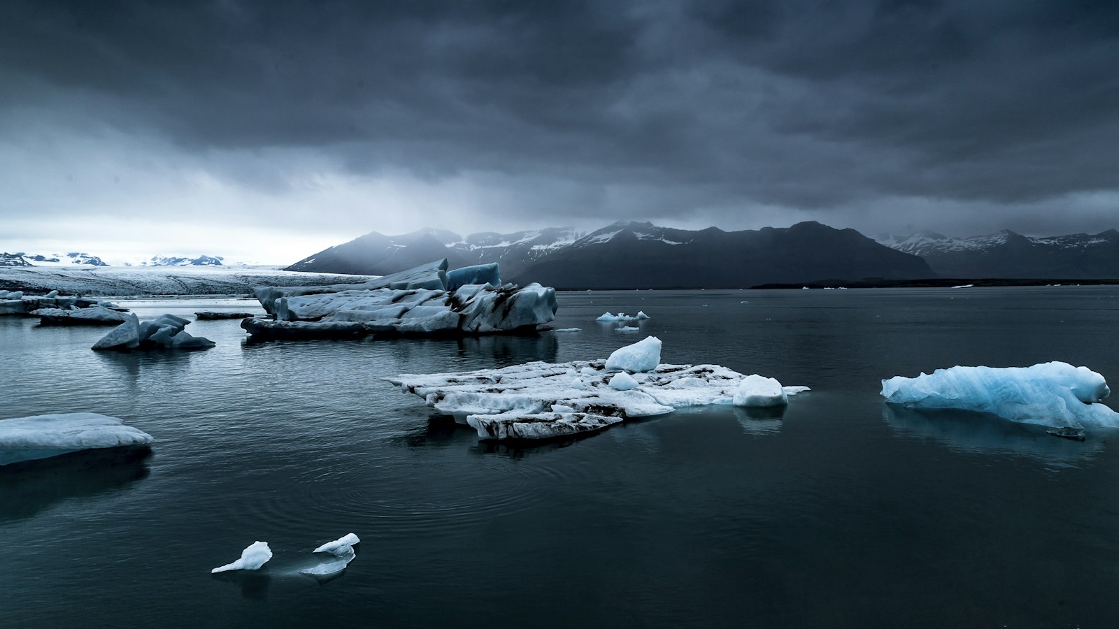 Glacier lagoon with floating ice