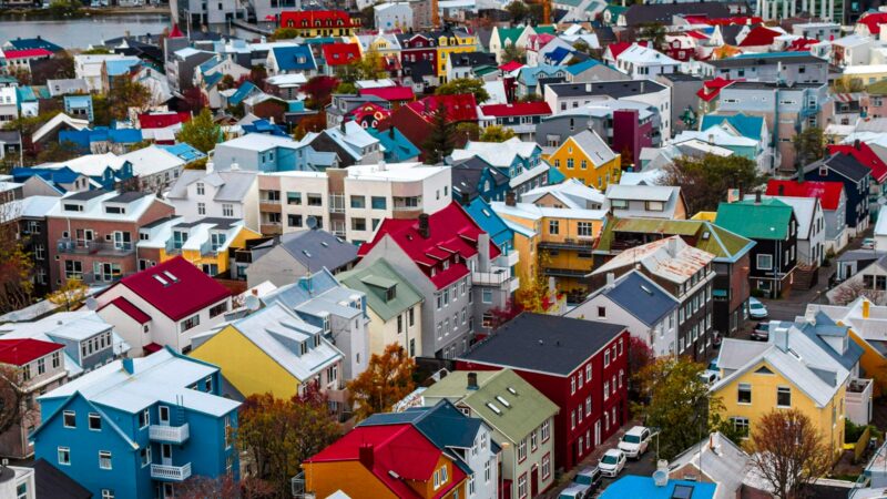 Reykjavík rooftops from above