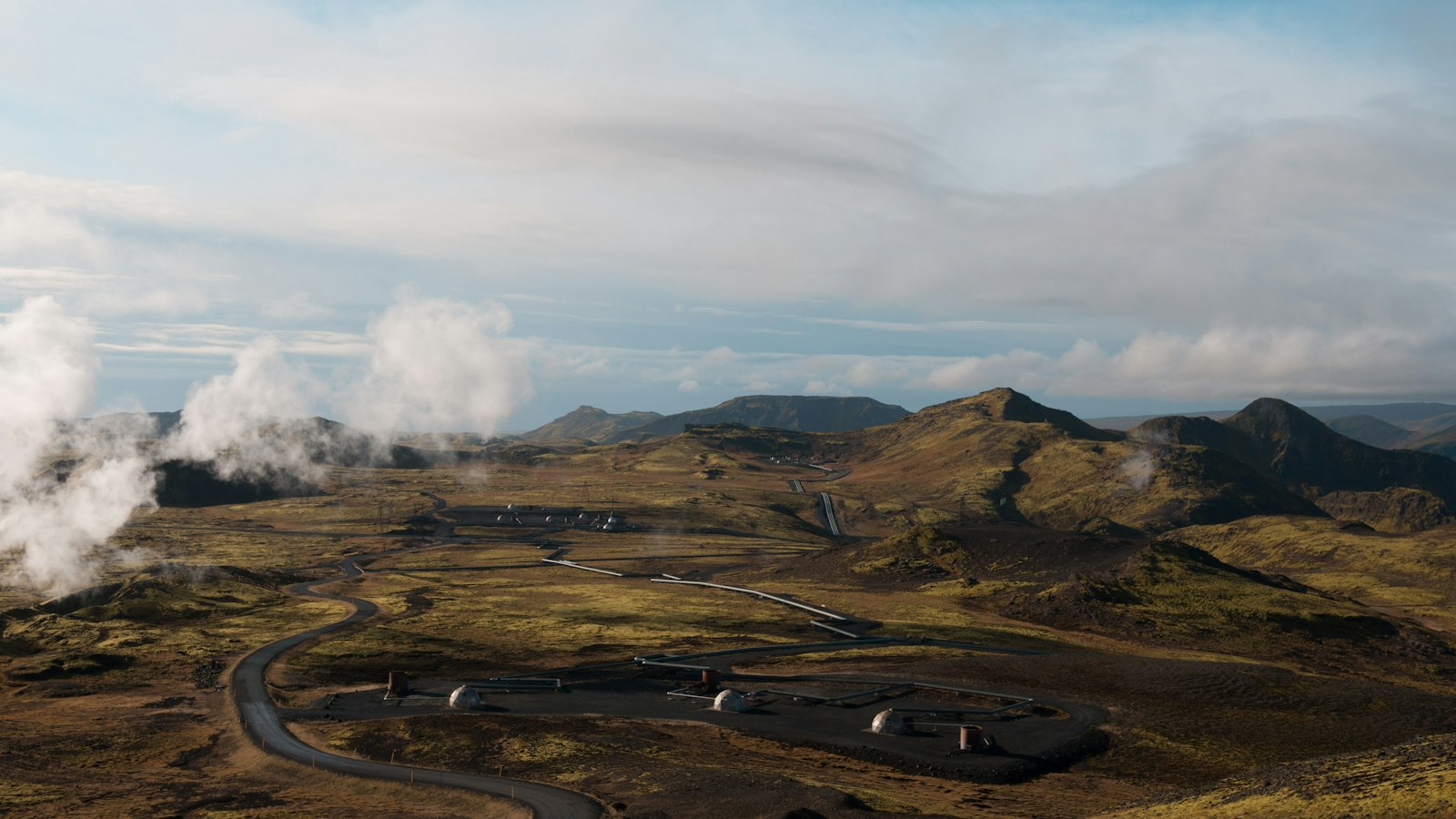 The Krafla geothermal power station from above