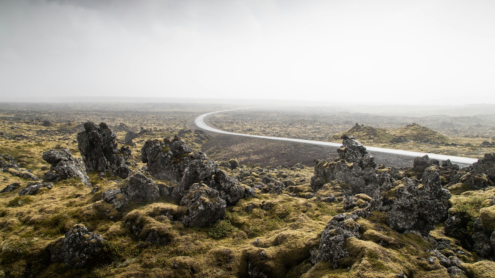 A road through a lava field on Snæfellsnes