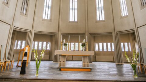 Inside Hallgrímskirkja church in Reykjavík