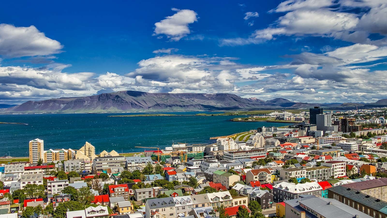 Reykjavík seen from Perlan with Esja in the distance