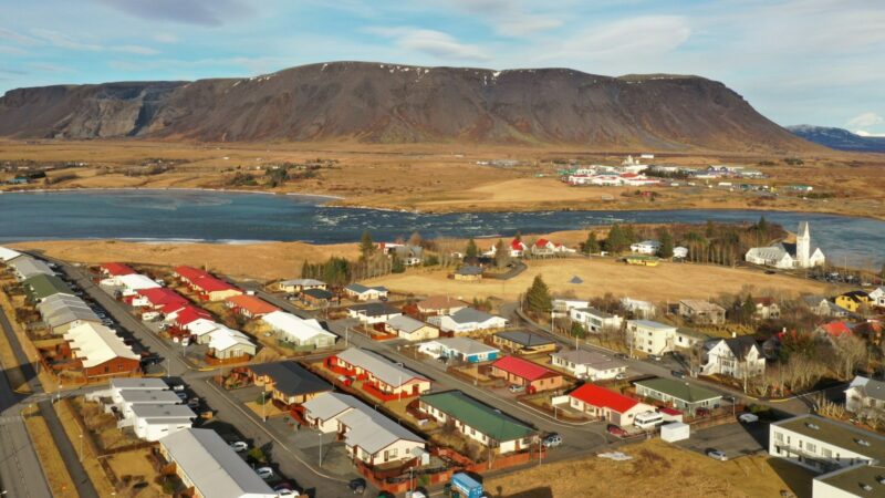 Selfoss town from above