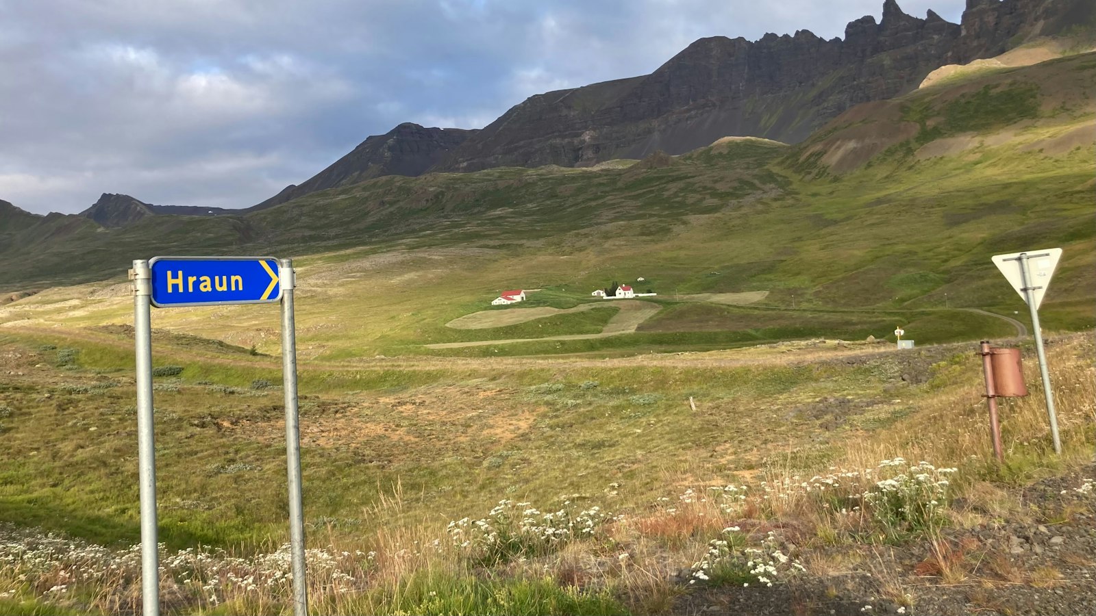 A road sign at a farm junction in the countryside