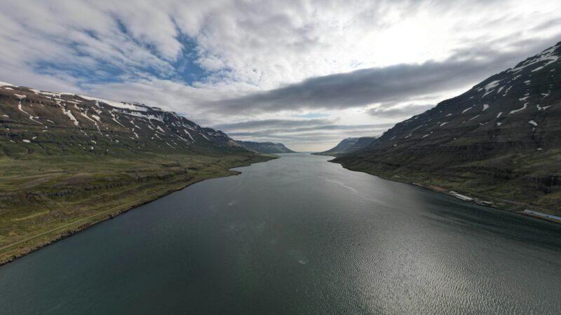 Seyðisfjörður fjord from the air