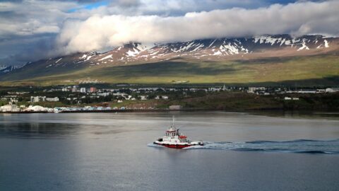 A boat on Eyjafjörður near Akureyri