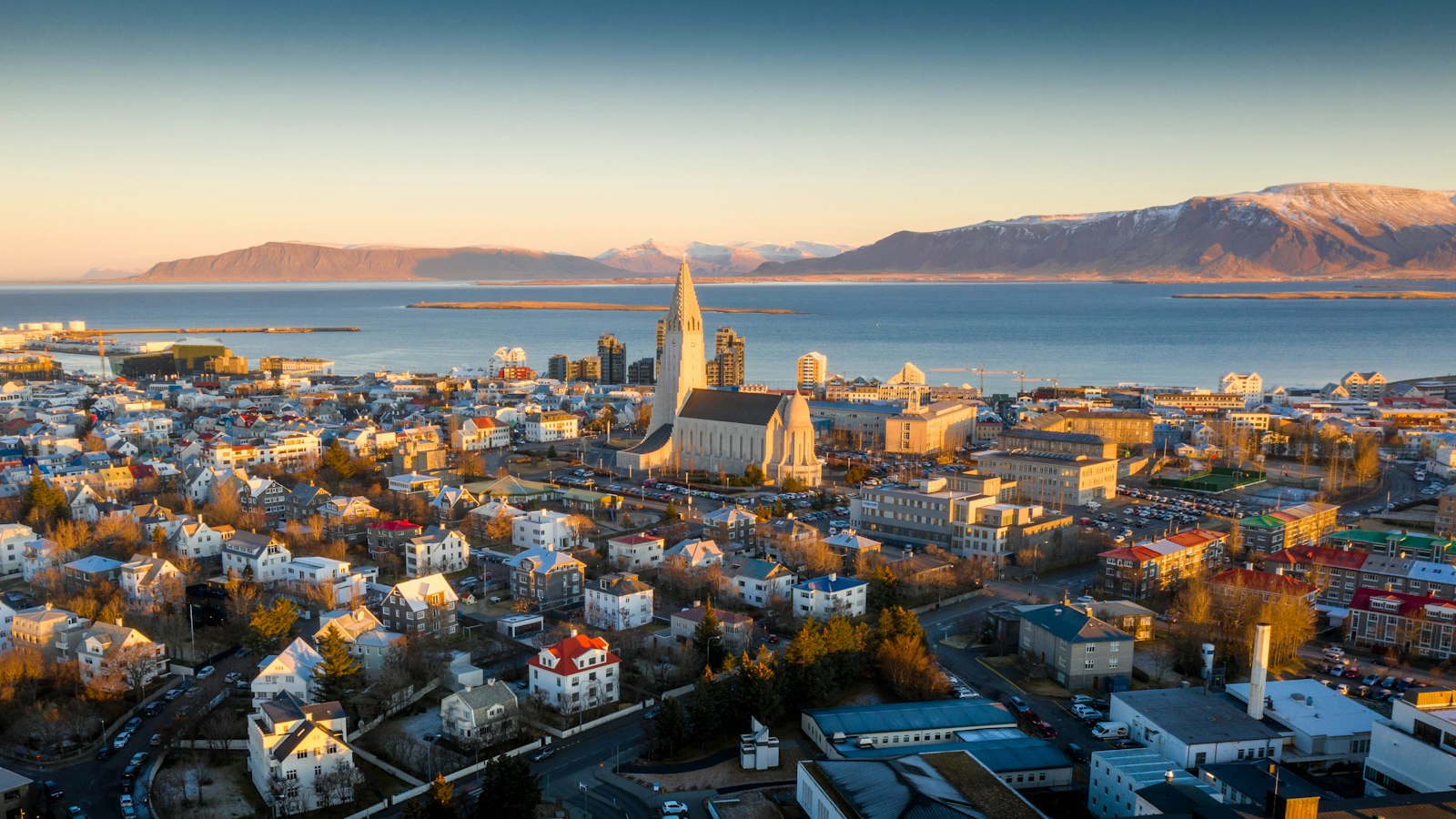 Reykjavík city buildings from above