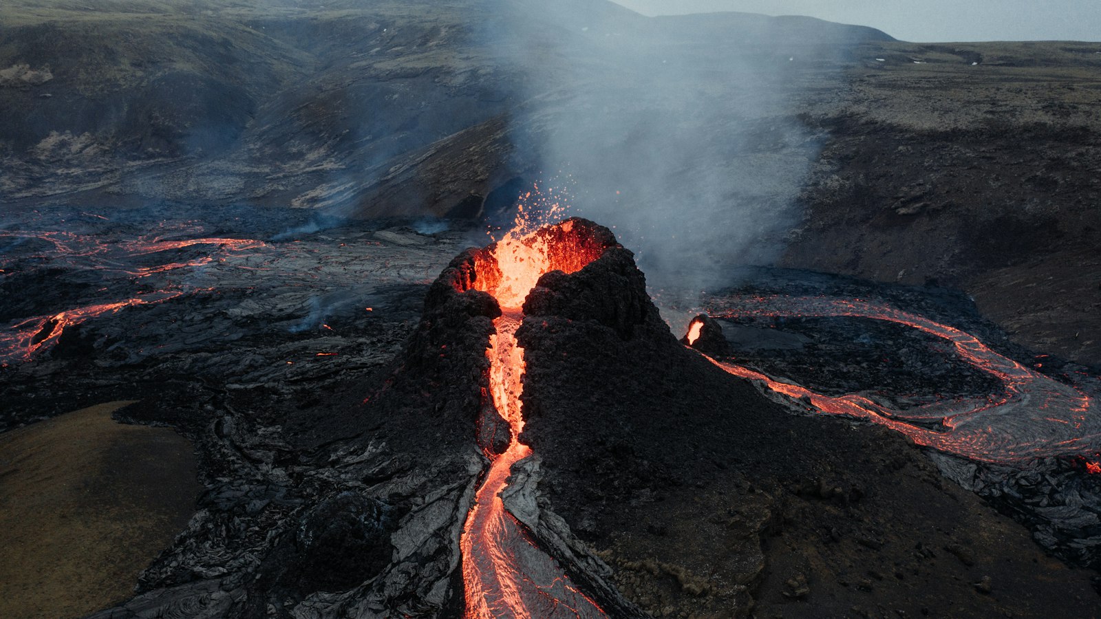 Black lava rock formation