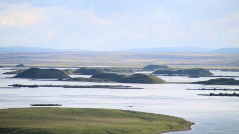 Lake Mývatn with its pseudocraters