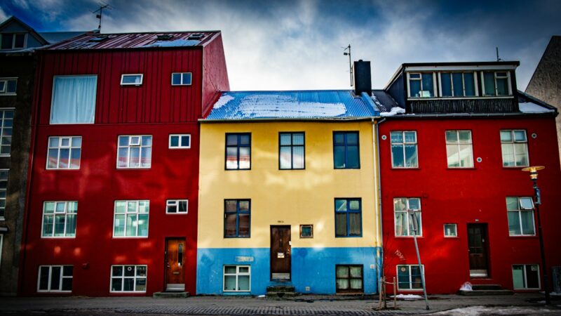 Colourful corrugated-iron houses in Reykjavík