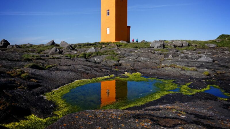The orange lighthouse at Garðskagi